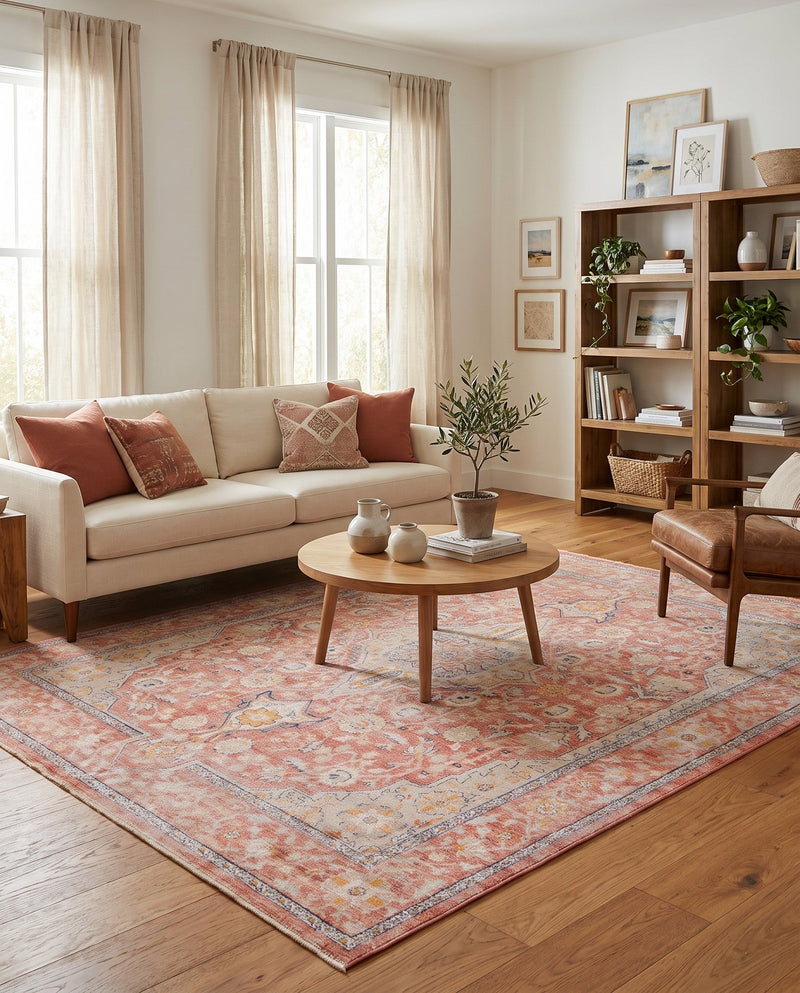 Seville Stripes Collection Area Rug - Cadiz (Brick Red) Rectangle Brick Red  lifestyle 37