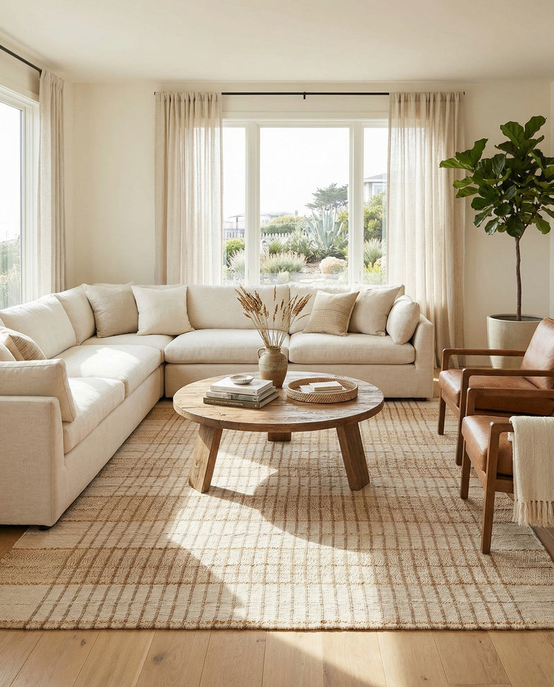 Sequoia Handwoven Jute Collection Area Rug - Charleston Rectangle Ivory  lifestyle 10
