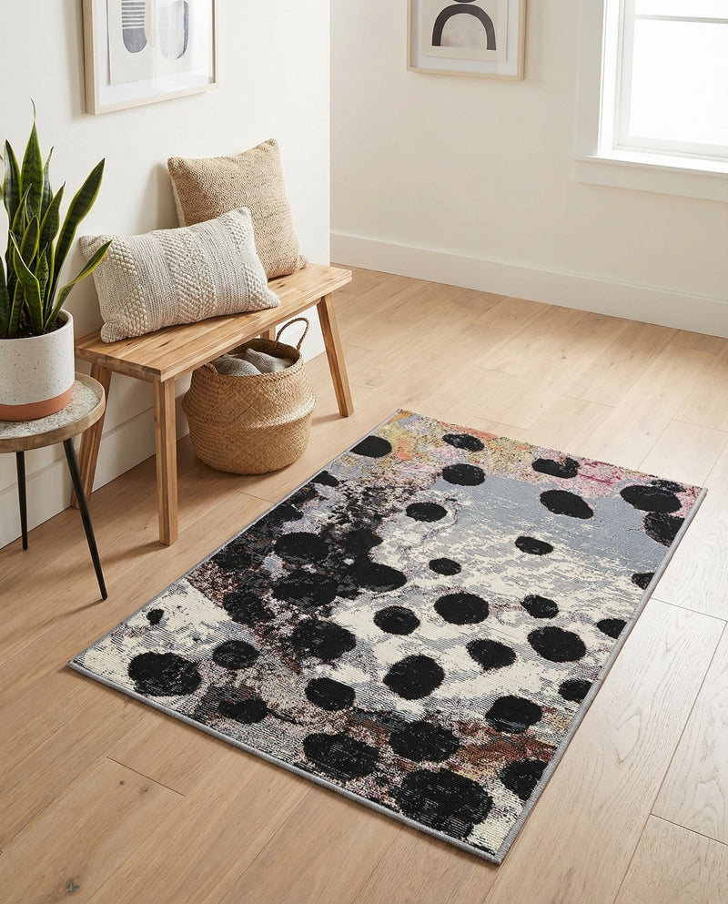 Urban Terrace Collection Area Rug -  Piazza Rectangle White and Black  lifestyle 9