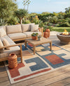 Coastal Terrace Collection Area Rug -  Sail Square Ivory and Blue  lifestyle 34