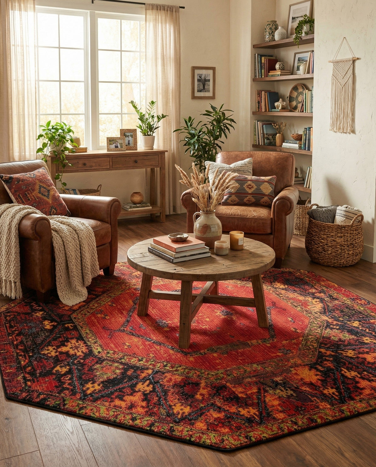 Safari Escape Rugs Collection Area Rug - Serengeti Octagon Multi  lifestyle 140