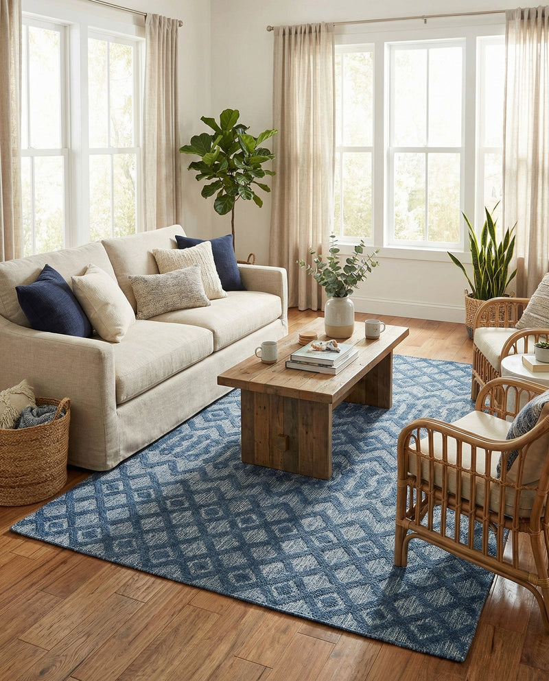 Garden Lattice Charm Collection Area Rug -  Pergola (Navy Blue) Rectangle Navy Blue  lifestyle 14