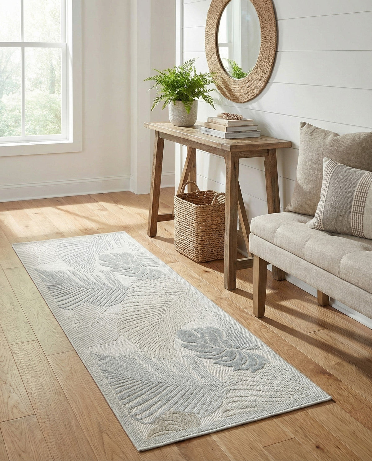 Seaside Blooms Collection Area Rug -  Tranquil Runner Gray  lifestyle 85