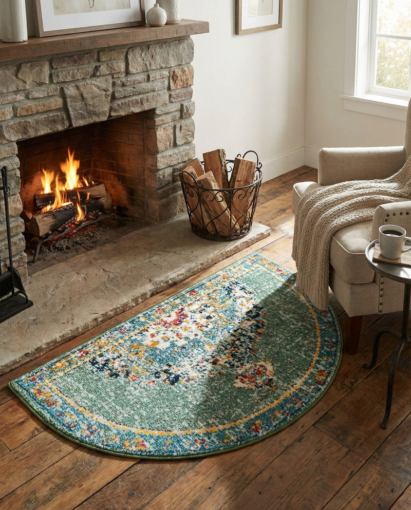 Brighton Terrace Collection Area Rug - Hove (Green) Hearth Green  lifestyle 47