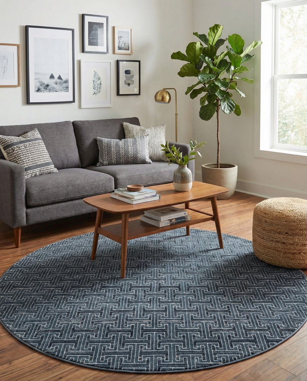 Metro Heights Collection Area Rug -  Hamilton Round Navy Blue  lifestyle 83