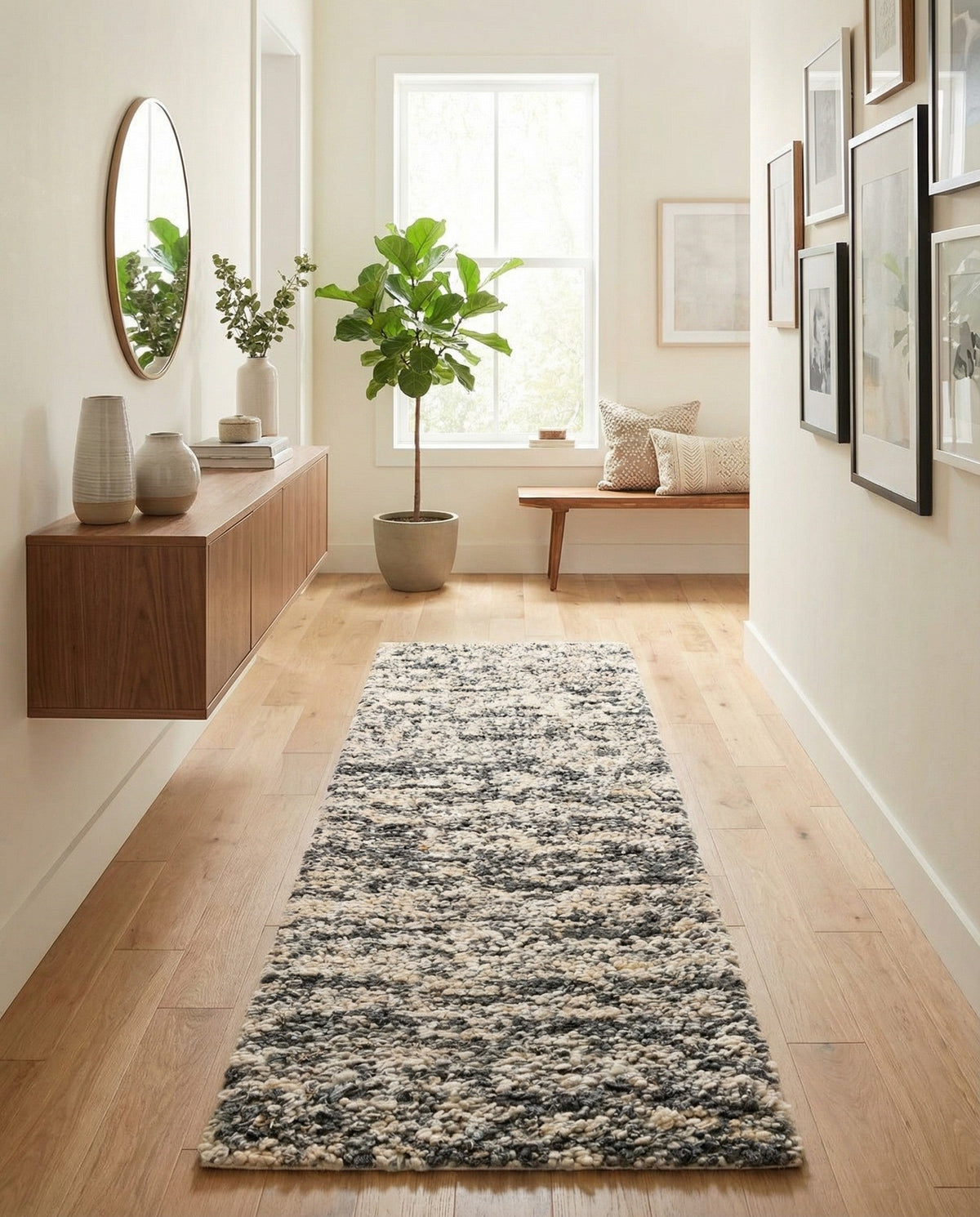 Wellington Luxe Shag Collection Area Rug - Kapiti Runner Salt and Pepper  lifestyle 110