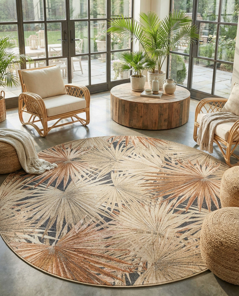 Seaside Blooms Collection Area Rug -  Avalon Round Multi  lifestyle 49