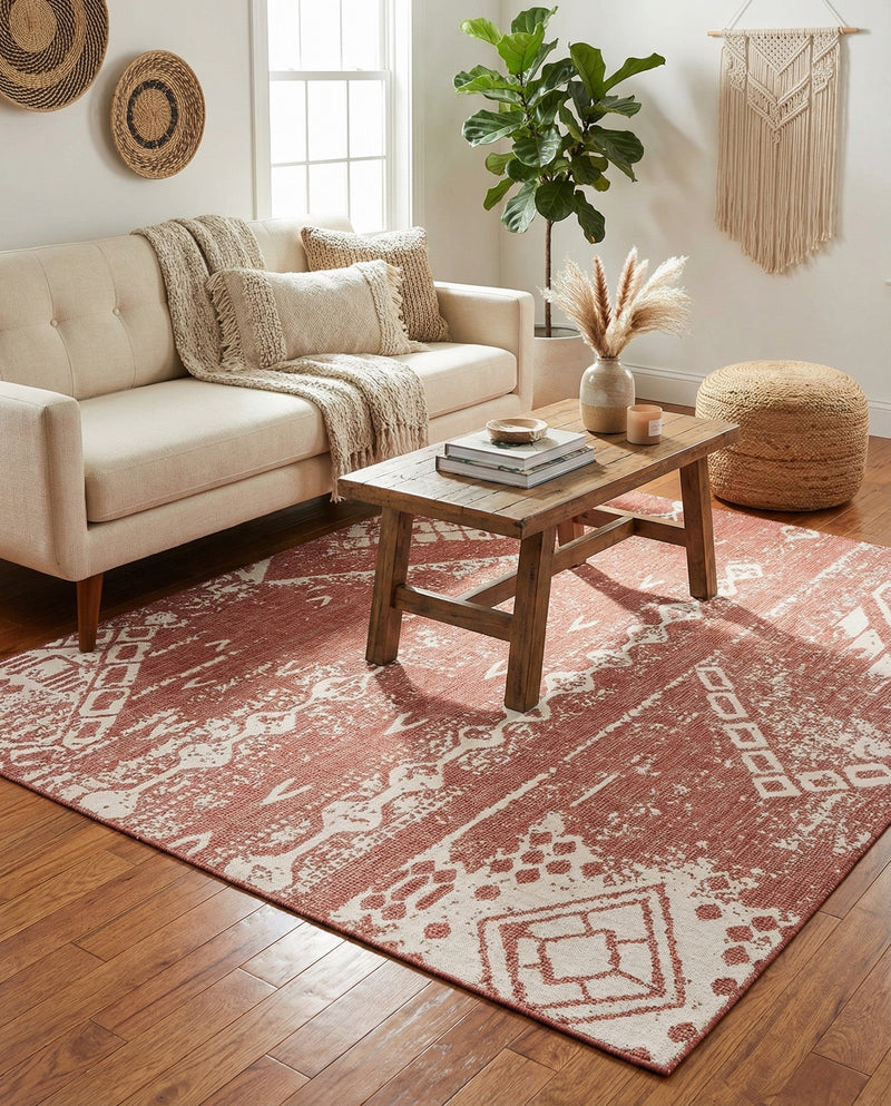 Desert Nomad Terrace Collection Area Rug - Sahara (Rust Red) Rectangle Rust Red  lifestyle 11