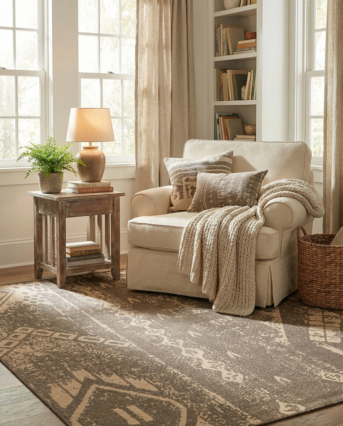 Sahara Sands Collection Area Rug -  Berenice Rectangle Natural and Brown  lifestyle 10