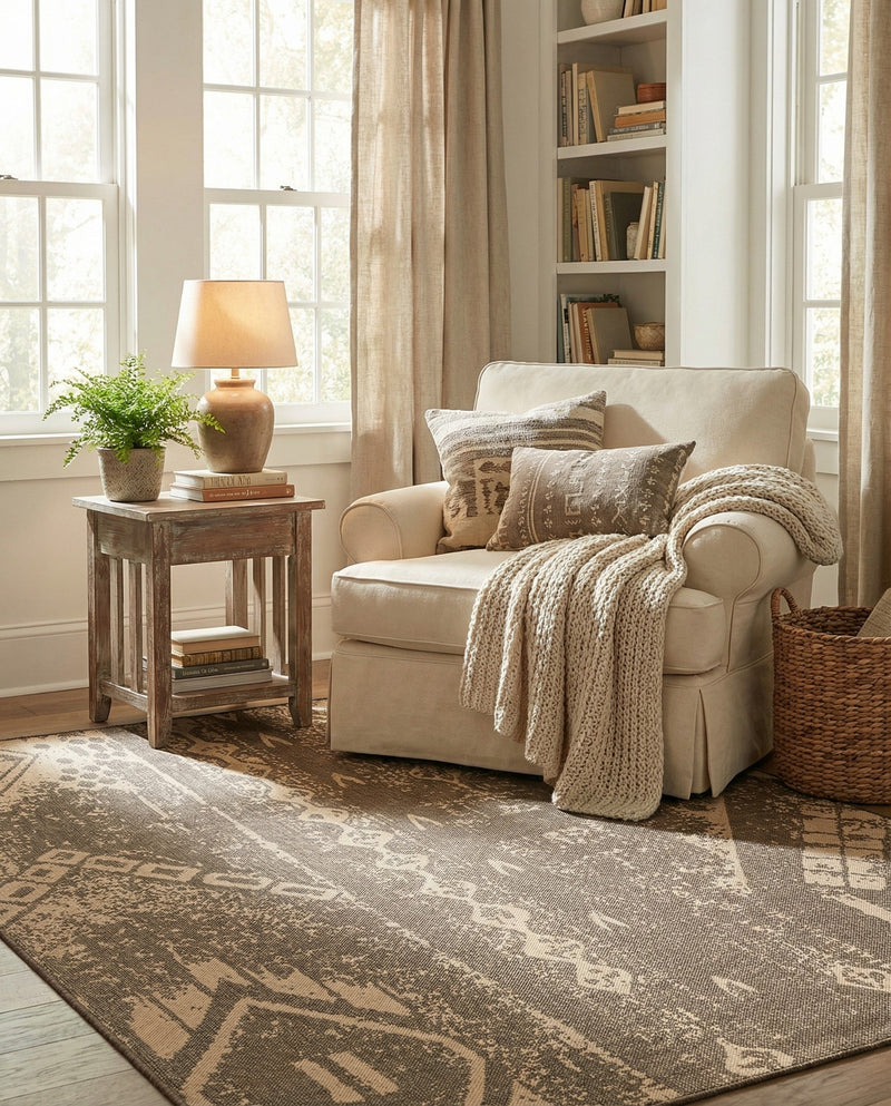 Sahara Sands Collection Area Rug -  Berenice Rectangle Natural and Brown  lifestyle 10