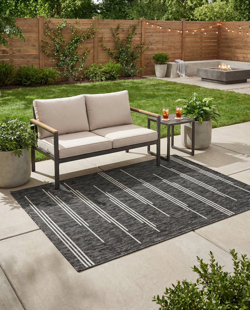 Urban Terrace Collection Area Rug -  Brooklyn Rectangle Black and White  lifestyle 18