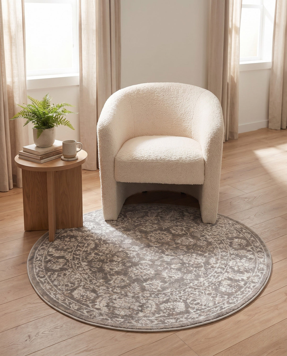 Metro Heights Collection Area Rug -  Astoria Round Gray  lifestyle 130