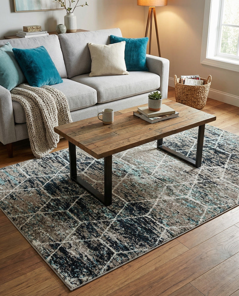 Trellis Mosaic Collection Area Rug - Arborville (Blue Multi) Rectangle Blue Multi  lifestyle 24