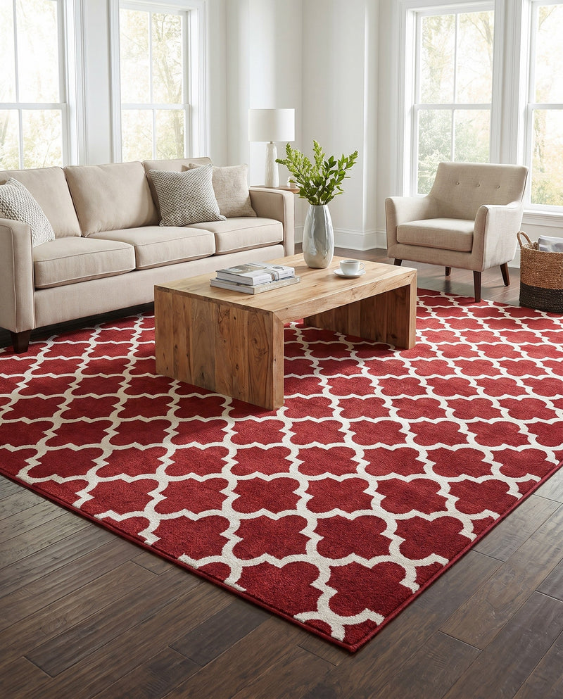Lattice Gardens Collection Area Rug -  Bloomfield (Dark Terracotta) Square Dark Terracotta  lifestyle 69