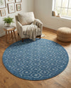 Garden Lattice Charm Collection Area Rug - Arbor (Navy Blue) Round Navy Blue  lifestyle 55