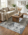 Aegean Elegance Washables Collection Area Rug -  Naxos Rectangle Black and White  lifestyle 43