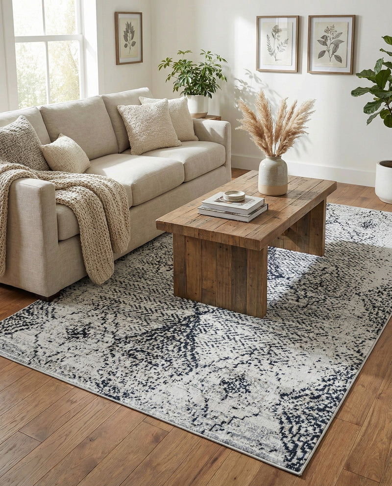 Aegean Elegance Washables Collection Area Rug -  Naxos Rectangle Black and White  lifestyle 43