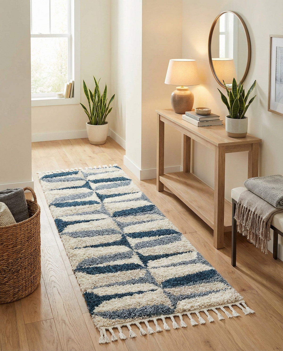 Cozy Cove Shag Collection Area Rug -  Tidewater Runner Blue  lifestyle 96