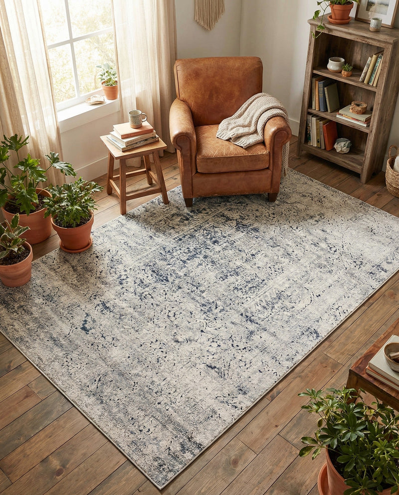 Coastal Manor Collection Area Rug -  Wavecrest Rectangle Gray  lifestyle 27