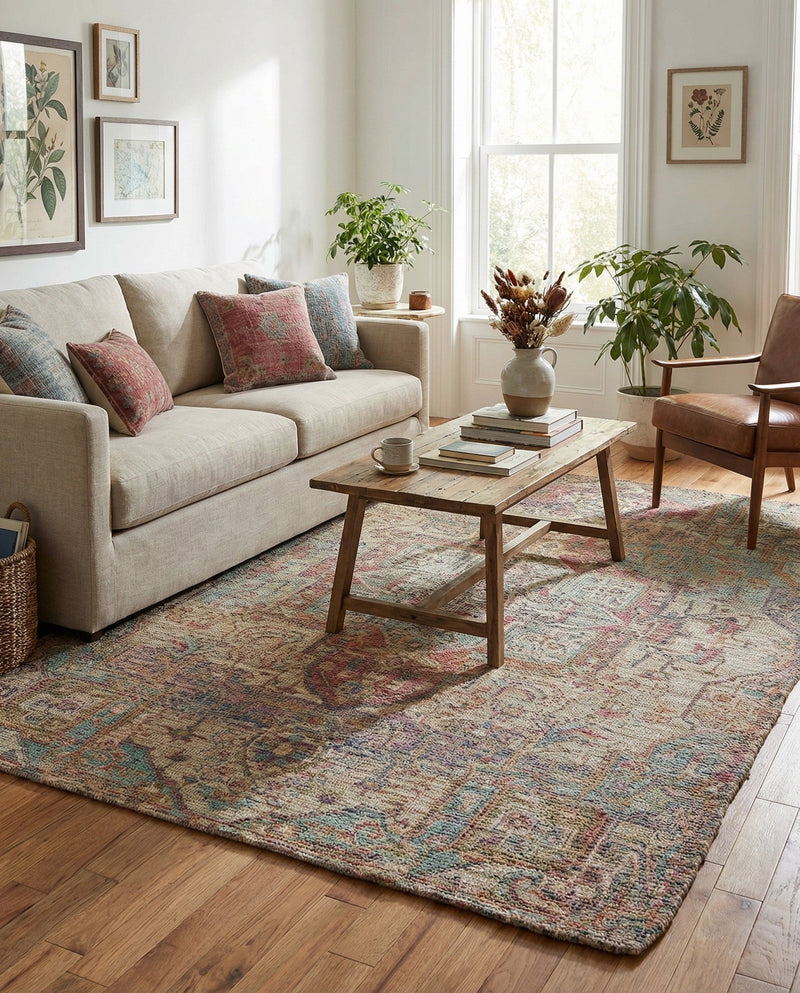 Savannah Threads Collection Area Rug -  Karoo Rectangle Antique Red and Blue  lifestyle 22