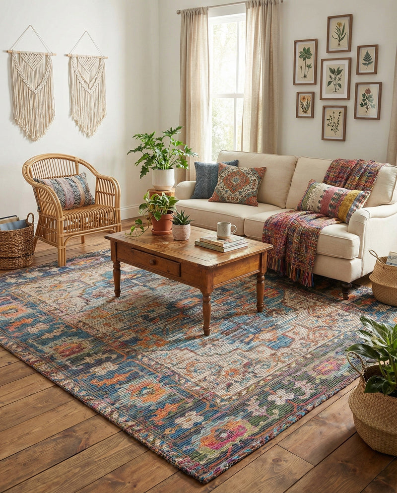 Savannah Threads Collection Area Rug -  Atacama Square Multi  lifestyle 53