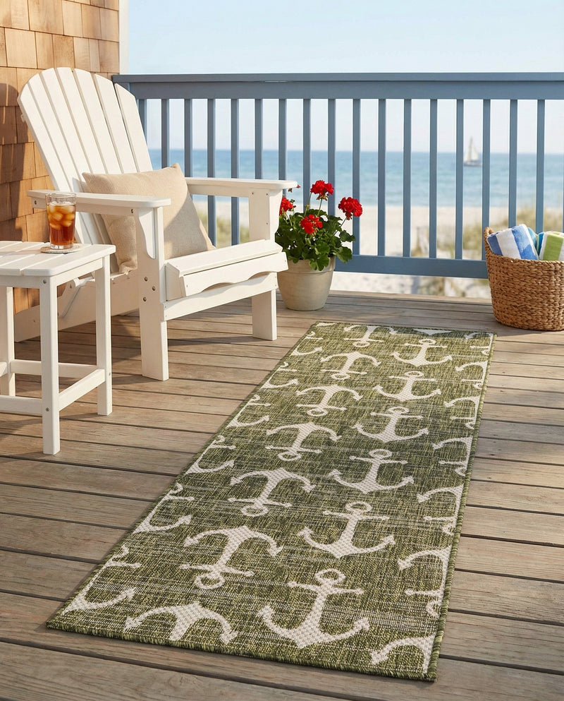 Seaside Haven Rugs Collection Area Rug - Sapphire (Green) Runner Green  lifestyle 72