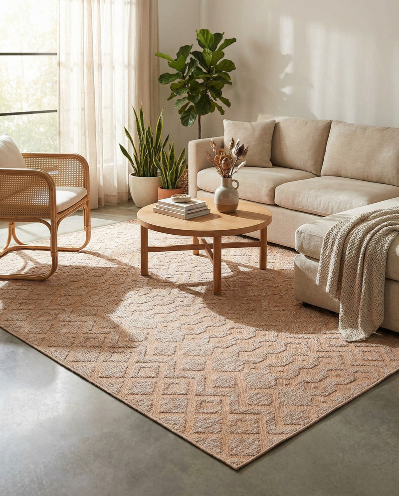 Garden Lattice Charm Collection Area Rug -  Pergola (Beige) Square Beige  lifestyle 40
