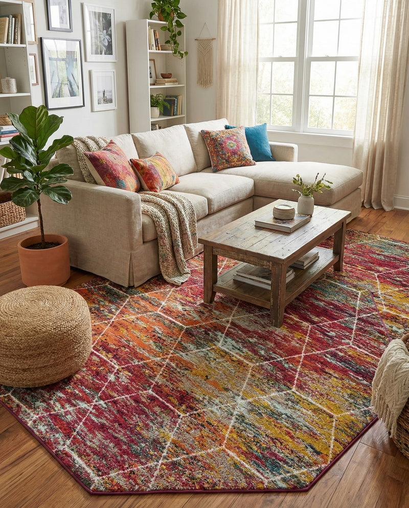 Trellis Mosaic Collection Area Rug - Arborville (Multi) Octagon Multi  lifestyle 35
