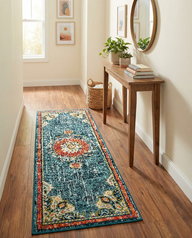 Brighton Terrace Collection Area Rug - Hove (Blue) Runner Blue  lifestyle 55