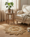 Woven Seaside Jute Collection Area Rug - Coastalhaven (Natural and White) Round Natural and White  lifestyle 17