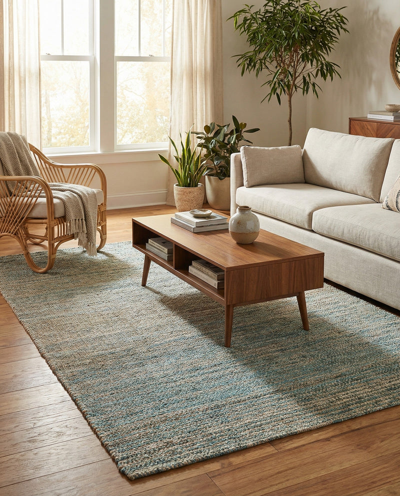 Savannah Threads Collection Area Rug -  Gobi Rectangle Ivory and Blue  lifestyle 32