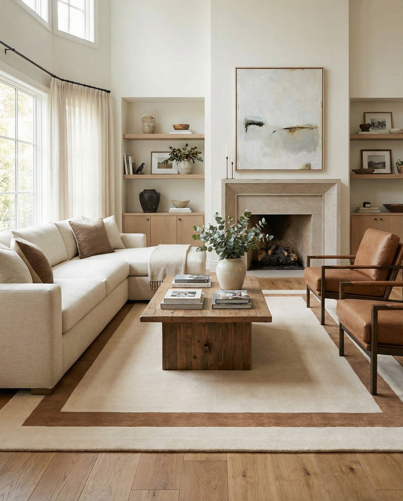Savannah Borders Wool Collection Area Rug - Chatham Rectangle Ivory  lifestyle 74