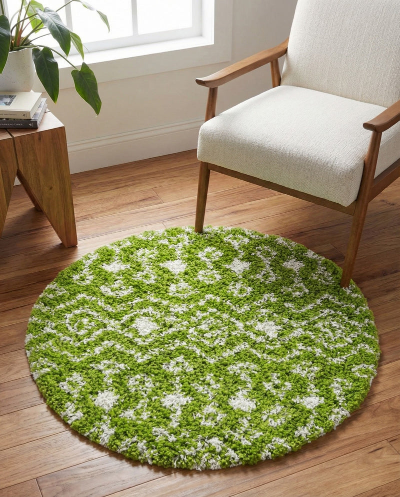 Berber Lattice Shag Collection Area Rug - Atlas (Green) Round Green  lifestyle 42