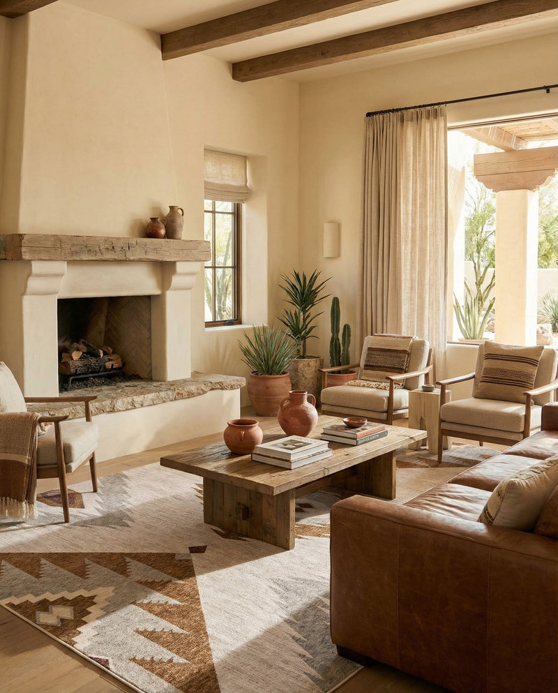 Desert Modern Eco Rug Series Collection Area Rug -  Zion Rectangle Ivory  lifestyle 19