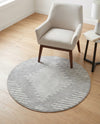 Seychelles Stripes Collection Area Rug - Mahe (Ivory and Gray) Round Ivory and Gray  lifestyle 77
