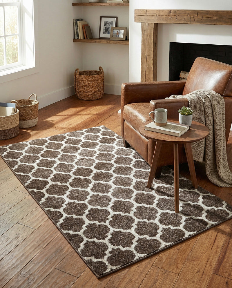 Lattice Gardens Collection Area Rug -  Bloomfield (Chocolate Brown) Rectangle Chocolate Brown  lifestyle 20