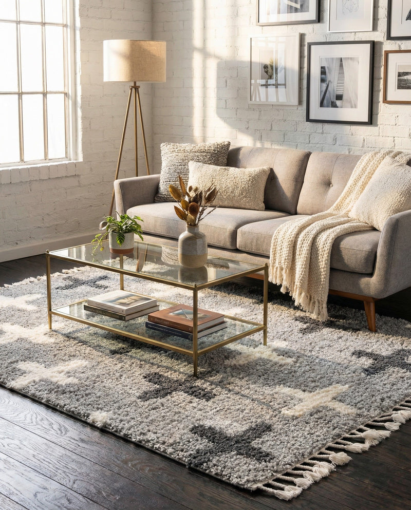 Cozy Cove Shag Collection Area Rug -  Driftwood Rectangle Light Gray  lifestyle 9