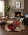 Autumn Meadow Collection Area Rug -  Emberglow Round Multi  lifestyle 60