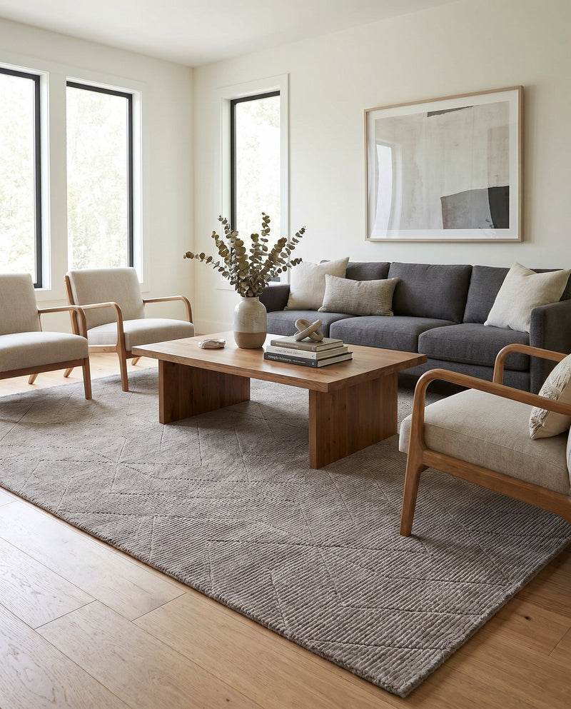 Nordic Loom Geometric Collection Area Rug - Oslo Rectangle Steel gray  lifestyle 43