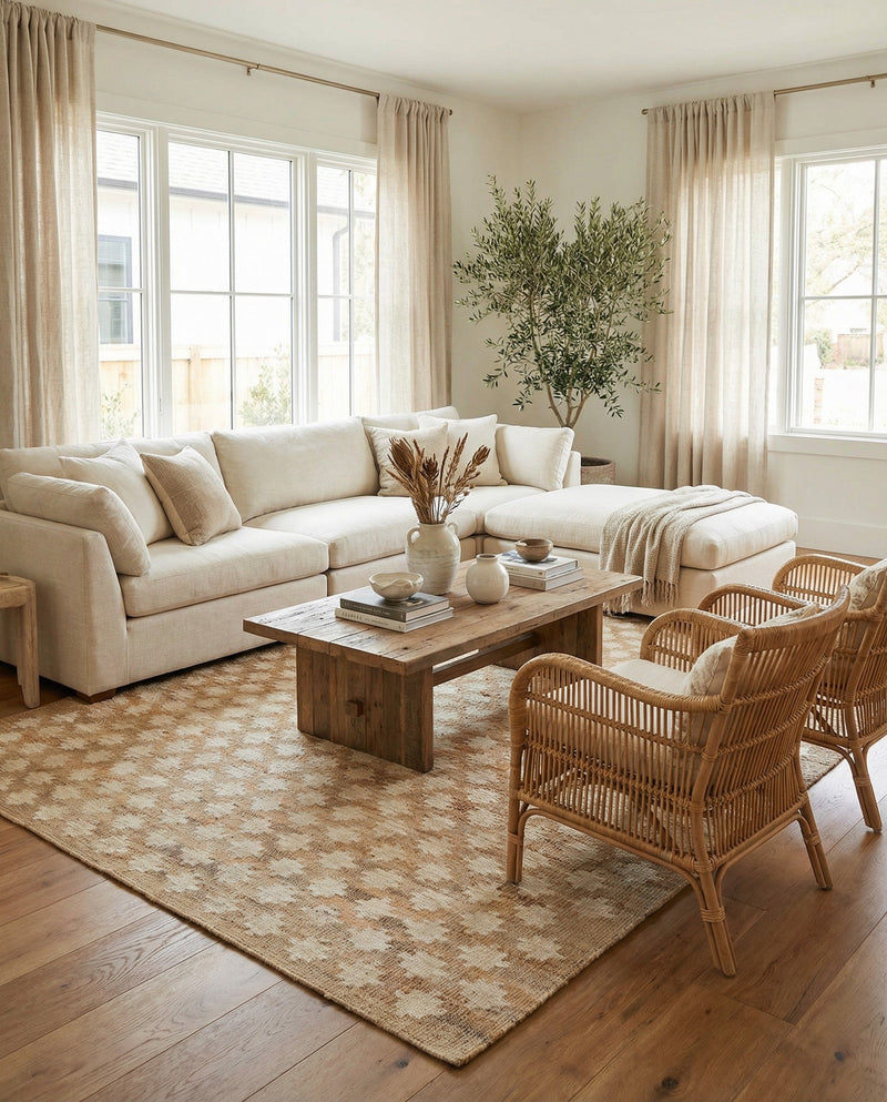 Benares Handwoven Jute Collection Area Rug -  Bodhi Rectangle Ivory and Beige  lifestyle 13