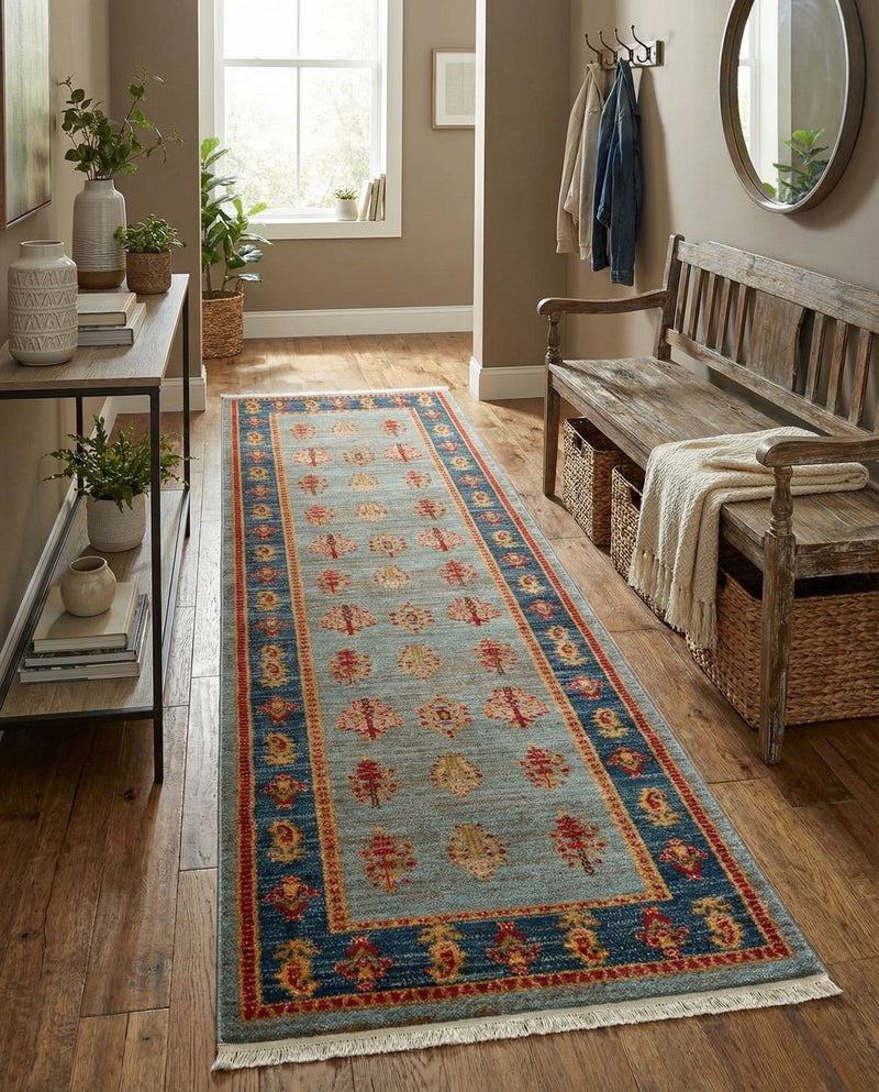 Zagros Oasis Collection Area Rug -  Dalahu Runner Light Blue  lifestyle 45