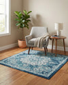 Beverly Grove Collection Area Rug - Melrose (Navy Blue) Square Navy Blue  lifestyle 59