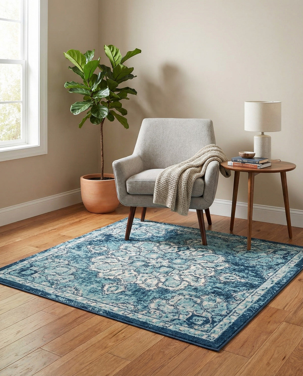 Beverly Grove Collection Area Rug - Melrose (Navy Blue) Square Navy Blue  lifestyle 59