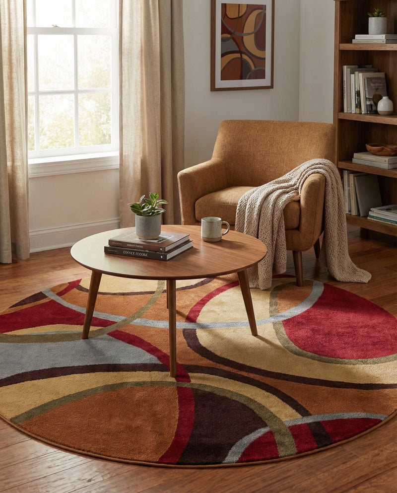 Bistro Lounge Collection Area Rug -  Macchiato Round Multi  lifestyle 33