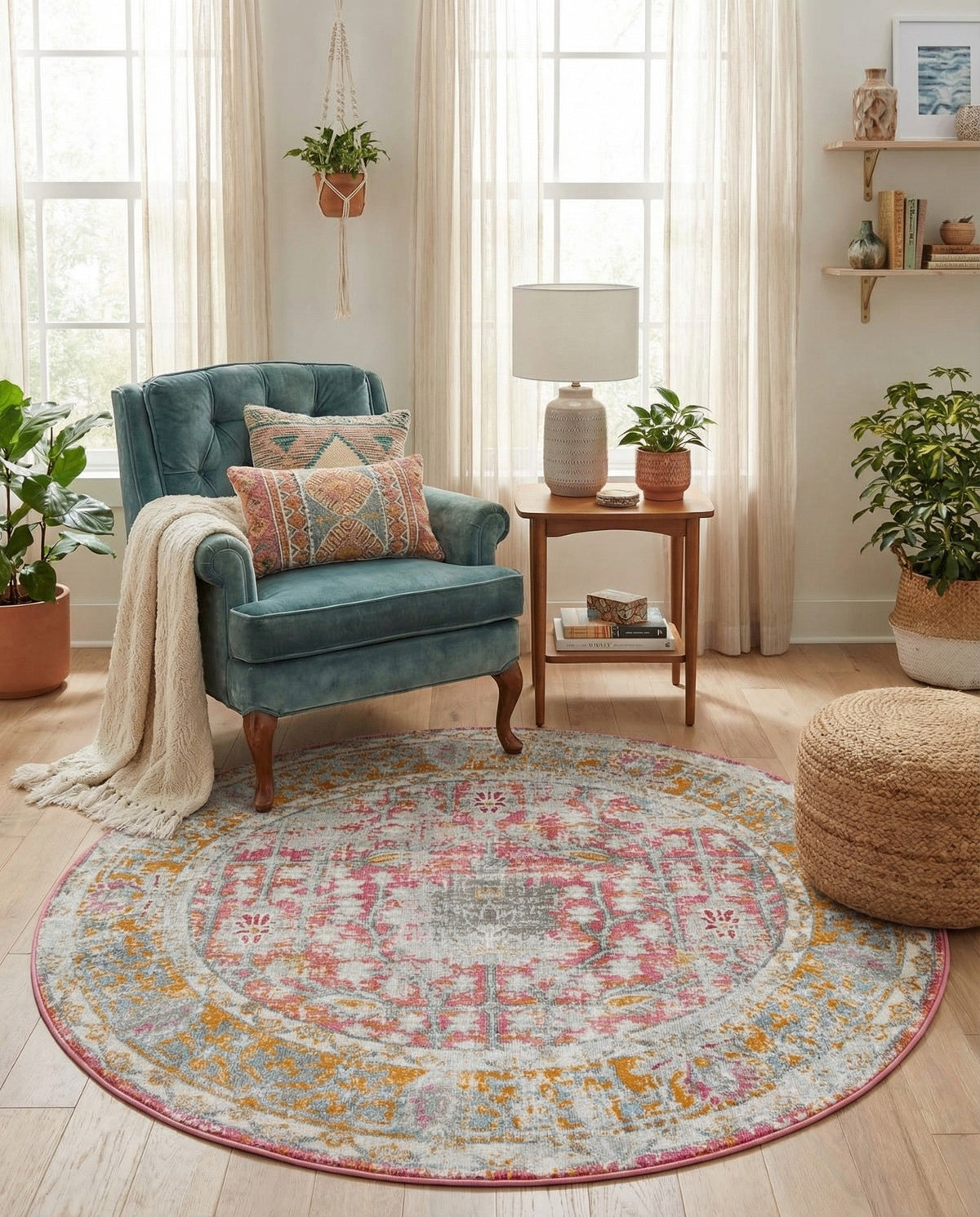 Arcadia Rugs Collection Area Rug -  Olympus Round Pink  lifestyle 76