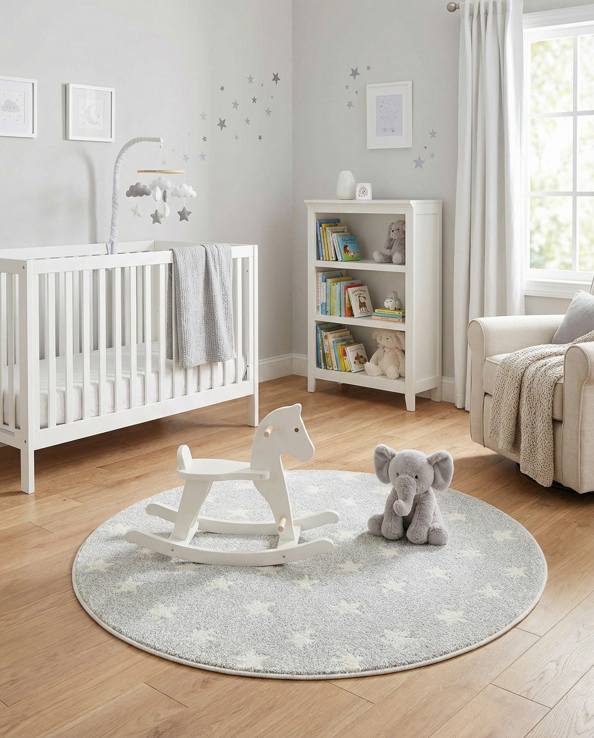 Wonder Tykes Collection Area Rug -  Mosaic Round Cloud Gray  lifestyle 156