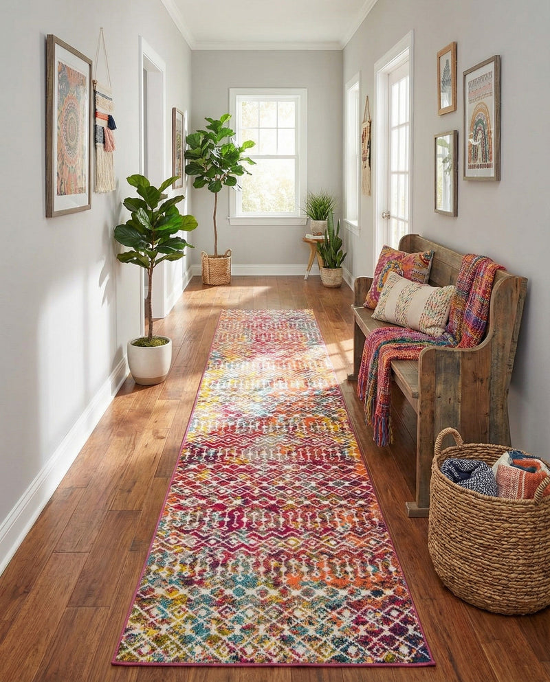 Mediterranean Lattice Collection Area Rug - Santorini (Multi) Runner Multi  lifestyle 80