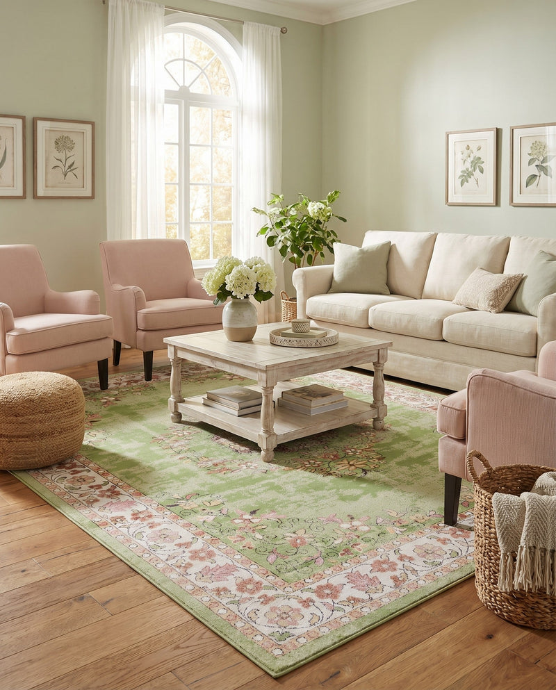 Geneva Terrace Collection Area Rug -  Yverdon Rectangle Green  lifestyle 52