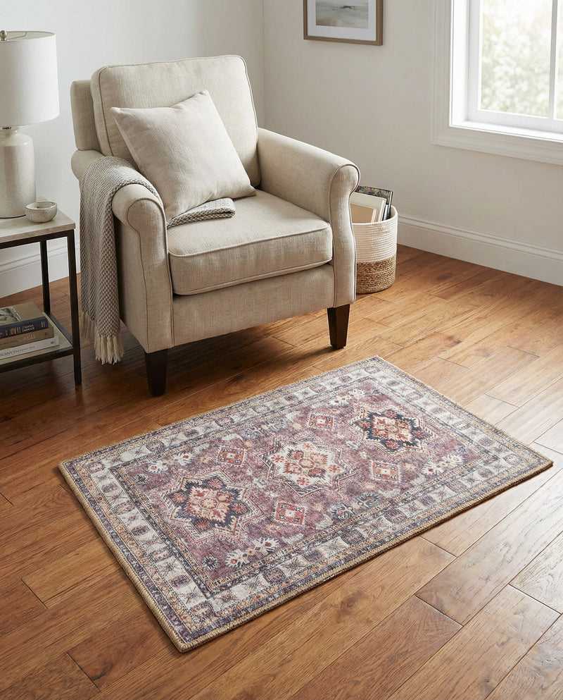 Heritage Elegance Collection Area Rug -  Neuschwanstein Rectangle Antique Rose Pink  lifestyle 19