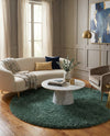 Eternal Plush Oasis Collection Area Rug -  Tranquility (Forest Green) Round Forest Green  lifestyle 39